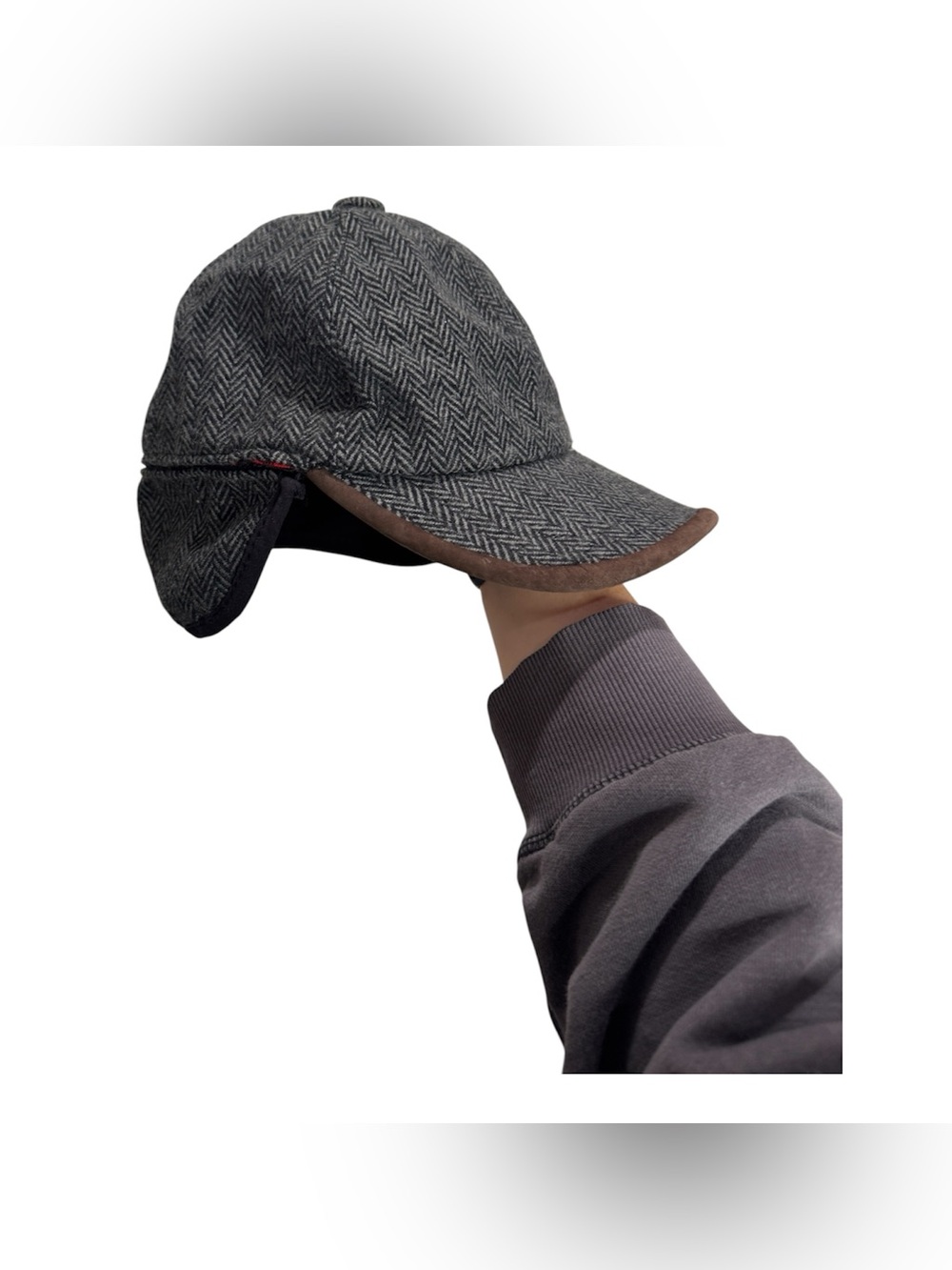 Woolrich Ear Flap Hunting Cap Herringbone Wool Blend Plaid L Winter Hat